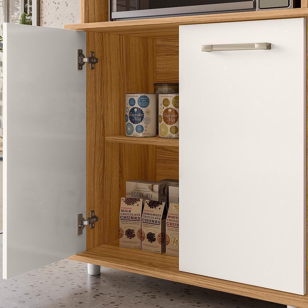 Balcão Multiuso Isis 2 Portas Para Forno E Micro-ondas Freijó-off White Cristal - Nicioli Freijó-off White Cristal - 3