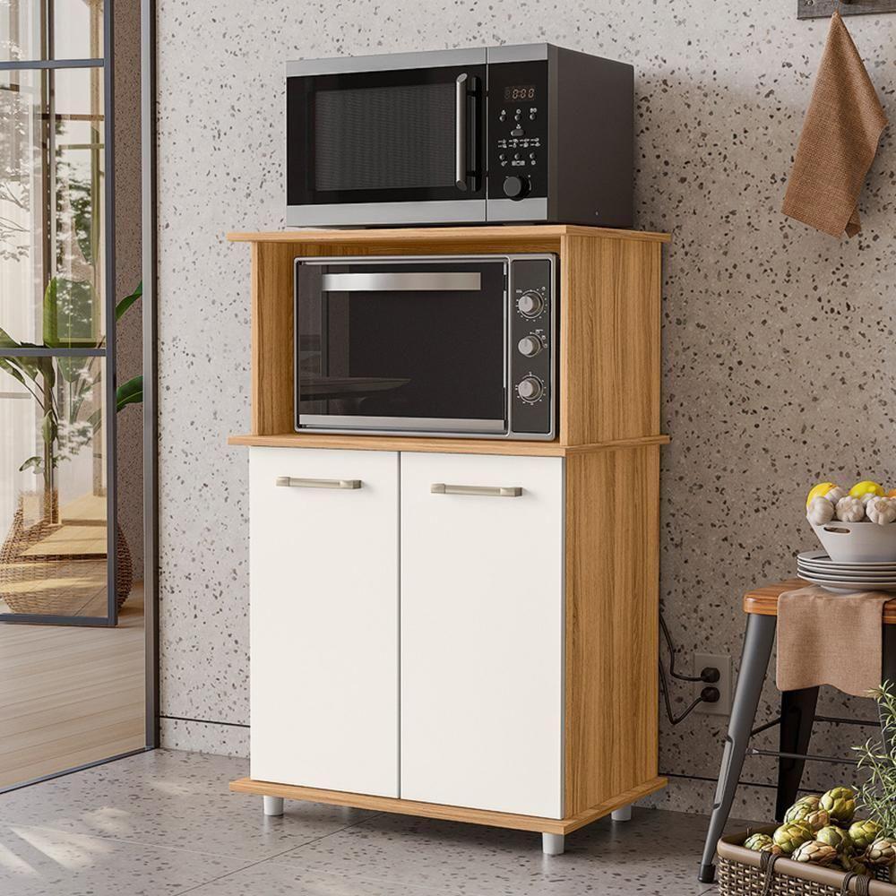 Balcão Multiuso Isis 2 Portas Para Forno E Micro-ondas Freijó-off White Cristal - Nicioli Freijó-off White Cristal - 5