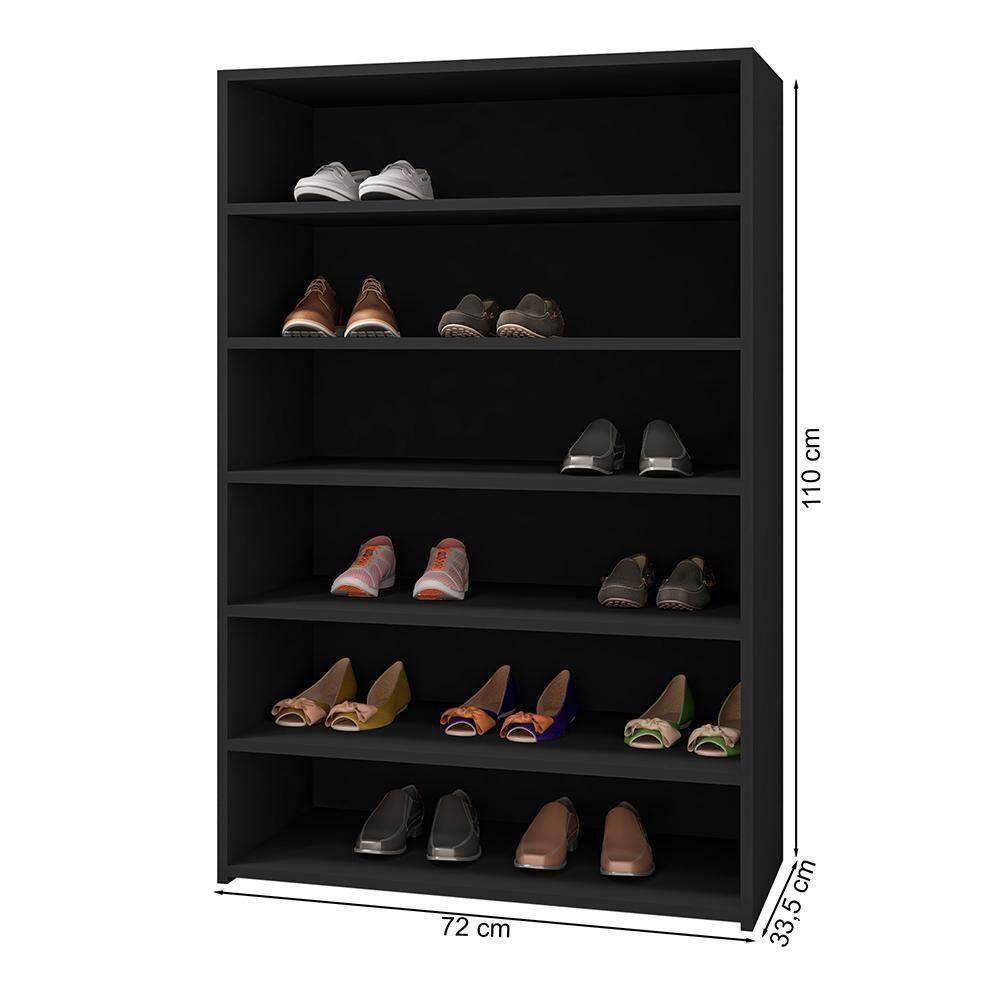 Armário Multiuso Sapateira Laís Preto - Ajl Móveis Preto - 3
