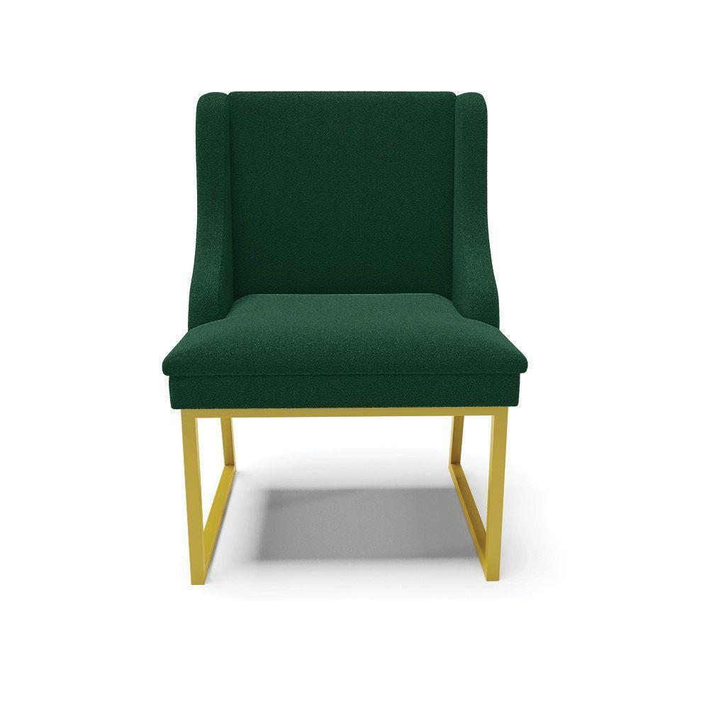 Cadeira Sala De Jantar Industrial Dourado Kit 2 Liz Bouclê Verde D03 - D'rossi - 5