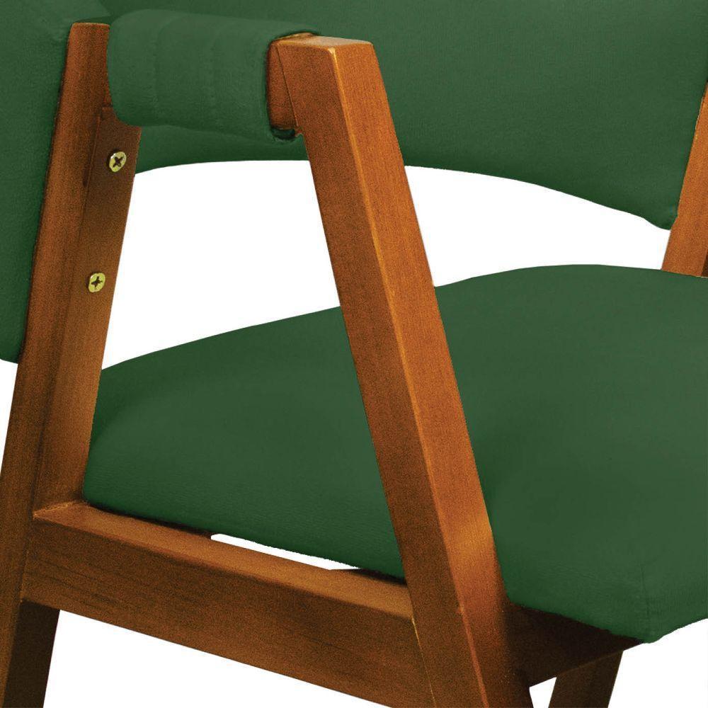 Cadeira Sala De Jantar Em Madeira Kit 2 Yara Suede Verde D03 - D'rossi - 5