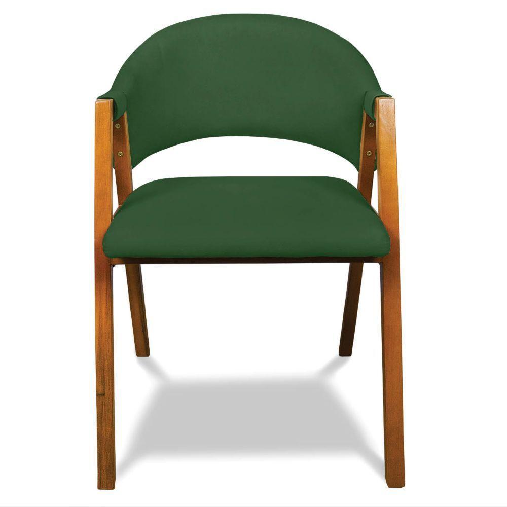 Cadeira Sala De Jantar Em Madeira Kit 2 Yara Suede Verde D03 - D'rossi - 6