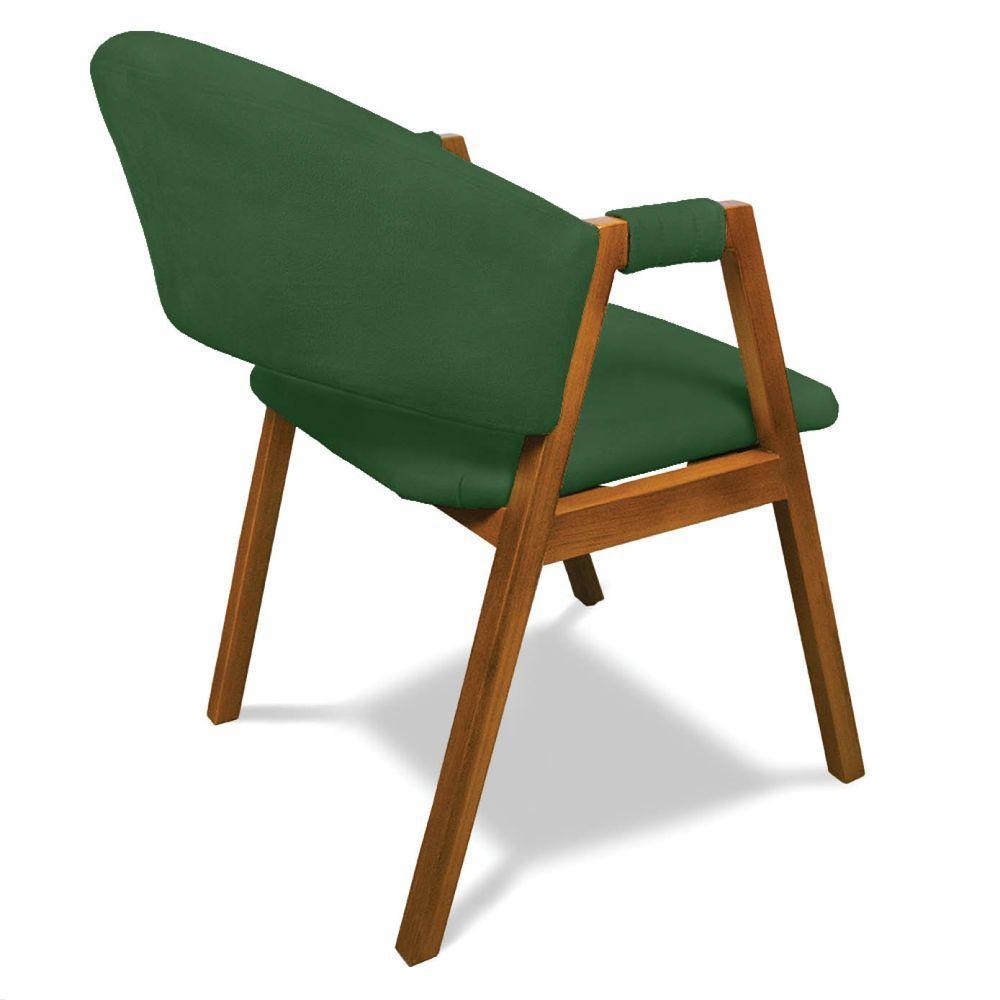 Cadeira Sala De Jantar Em Madeira Kit 2 Yara Suede Verde D03 - D'rossi - 7