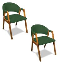 Cadeira Sala De Jantar Em Madeira Kit 2 Yara Suede Verde D03 - D'rossi - 1