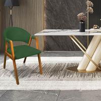 Cadeira Sala De Jantar Em Madeira Kit 2 Yara Suede Verde D03 - D'rossi - 2