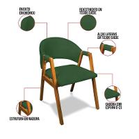 Cadeira Sala De Jantar Em Madeira Kit 2 Yara Suede Verde D03 - D'rossi - 3