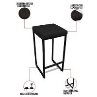 Banqueta Alta Para Cozinha Industrial Kit 4 Nick Preto E Sintético Preto D03 - D'rossi - 3