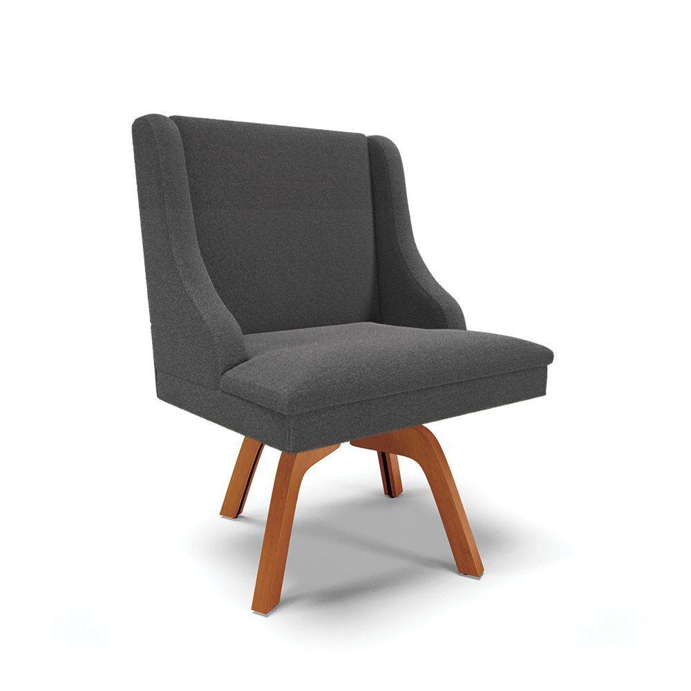 Cadeira Sala De Jantar Giratória Mm35 Liz Bouclê Grafite D03 - D'rossi - 1