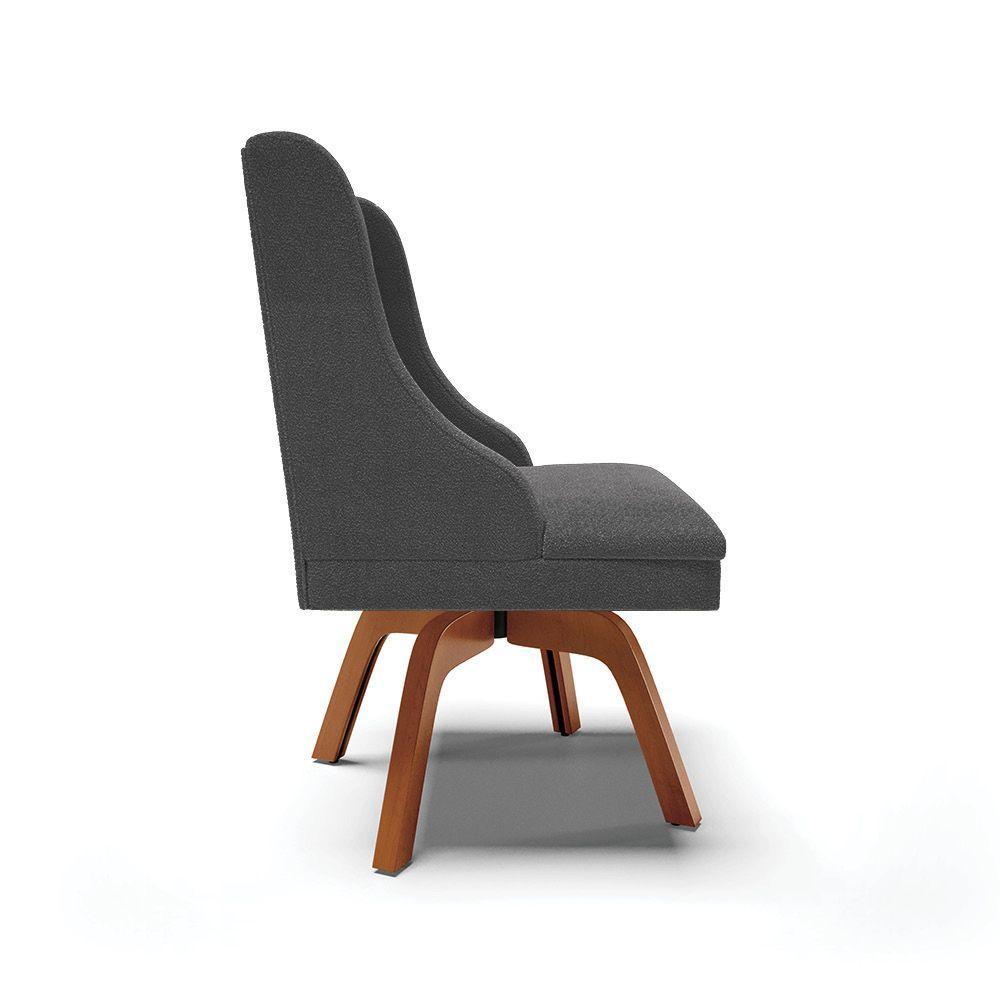 Cadeira Sala De Jantar Giratória Mm35 Liz Bouclê Grafite D03 - D'rossi - 6