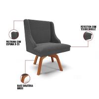 Cadeira Sala De Jantar Giratória Mm35 Liz Bouclê Grafite D03 - D'rossi - 3
