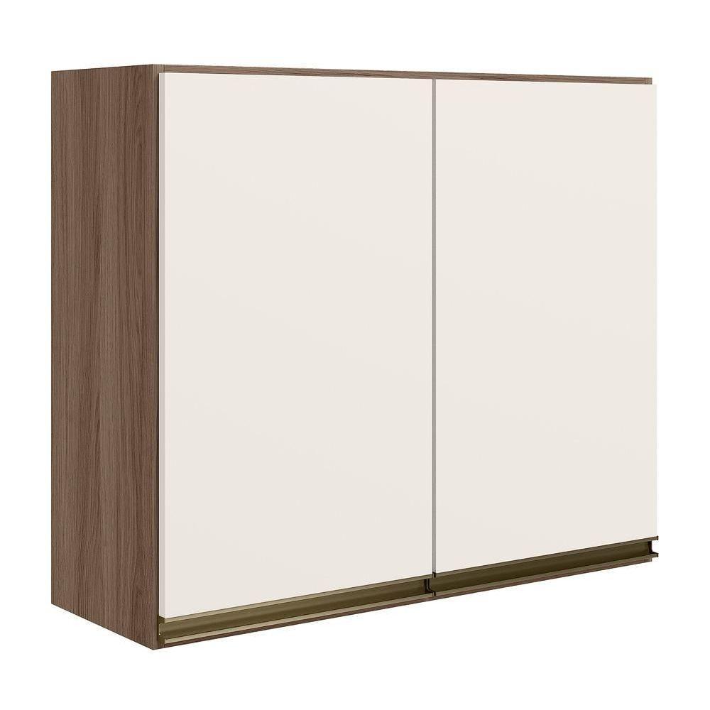 Armario Aereo 2 Portas Mdf 80 Cm Kali 12211 Carvalho Toq Off White Cetim Nicioli - 1