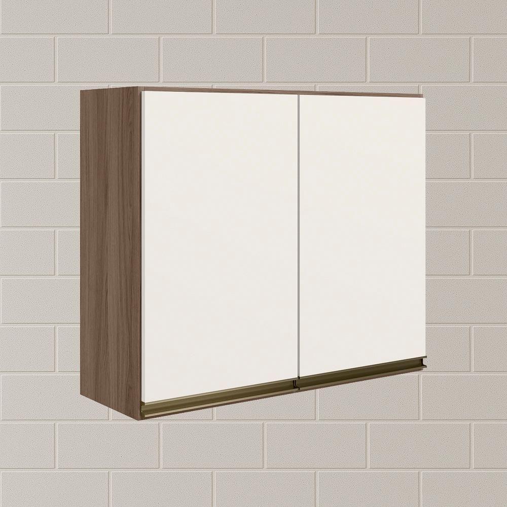 Armario Aereo 2 Portas Mdf 80 Cm Kali 12211 Carvalho Toq Off White Cetim Nicioli - 6