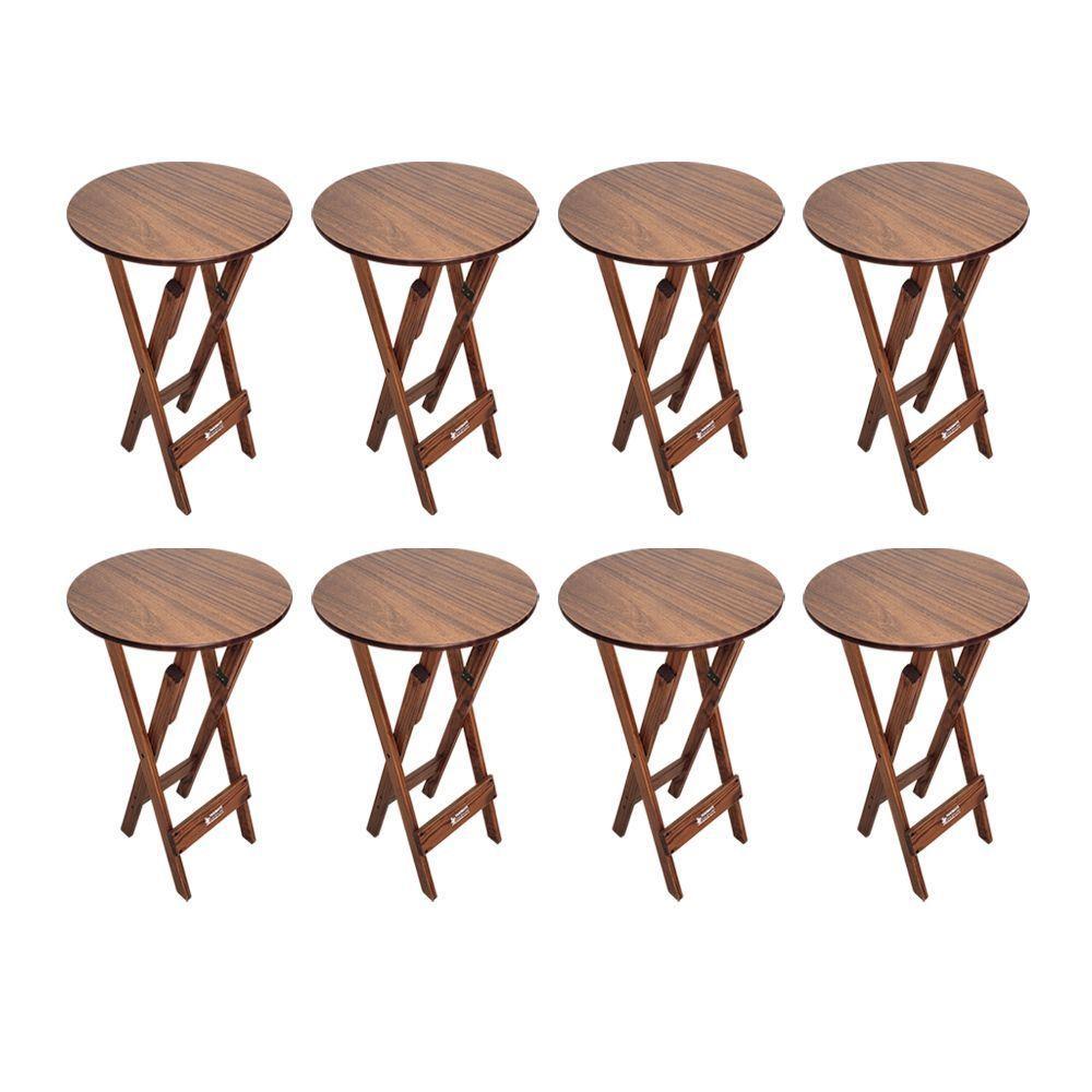 Kit 8 Mesas Bistrôs Dobráveis De Madeira Redonda Imbuia - Tarimatã - 1