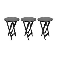 Kit 3 Mesas Bistrôs Dobráveis De Madeira Redonda Preta - Tarimatã - 1