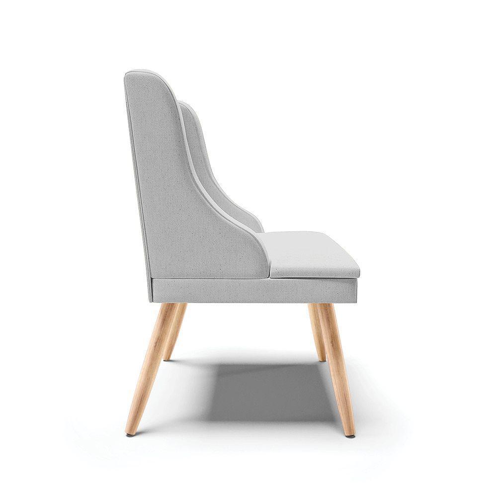 Kit 02 Cadeiras De Jantar Liz Linho Cinza A05 Pés Palito Natural - D'rossi - 8