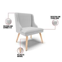 Kit 02 Cadeiras De Jantar Liz Linho Cinza A05 Pés Palito Natural - D'rossi - 3