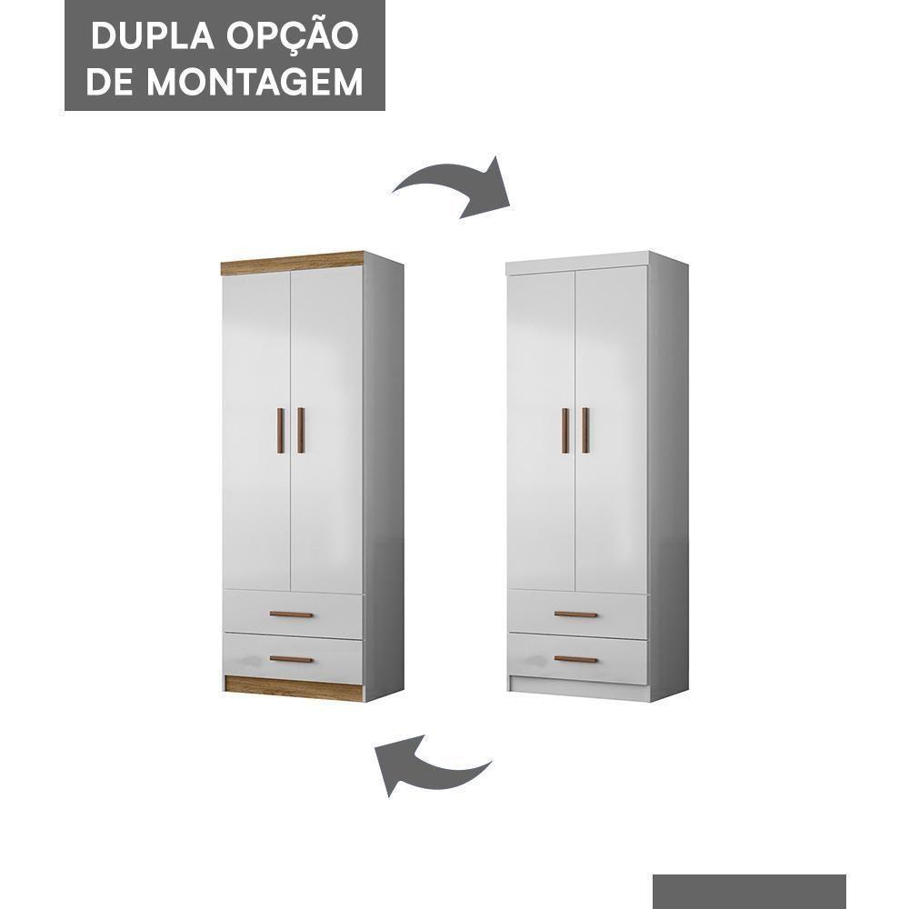 Guarda Roupa Infantil ônix 2 Portas E 2 Gavetas Flex Nature-branco - Peternella Móveis Nature-branco - 4