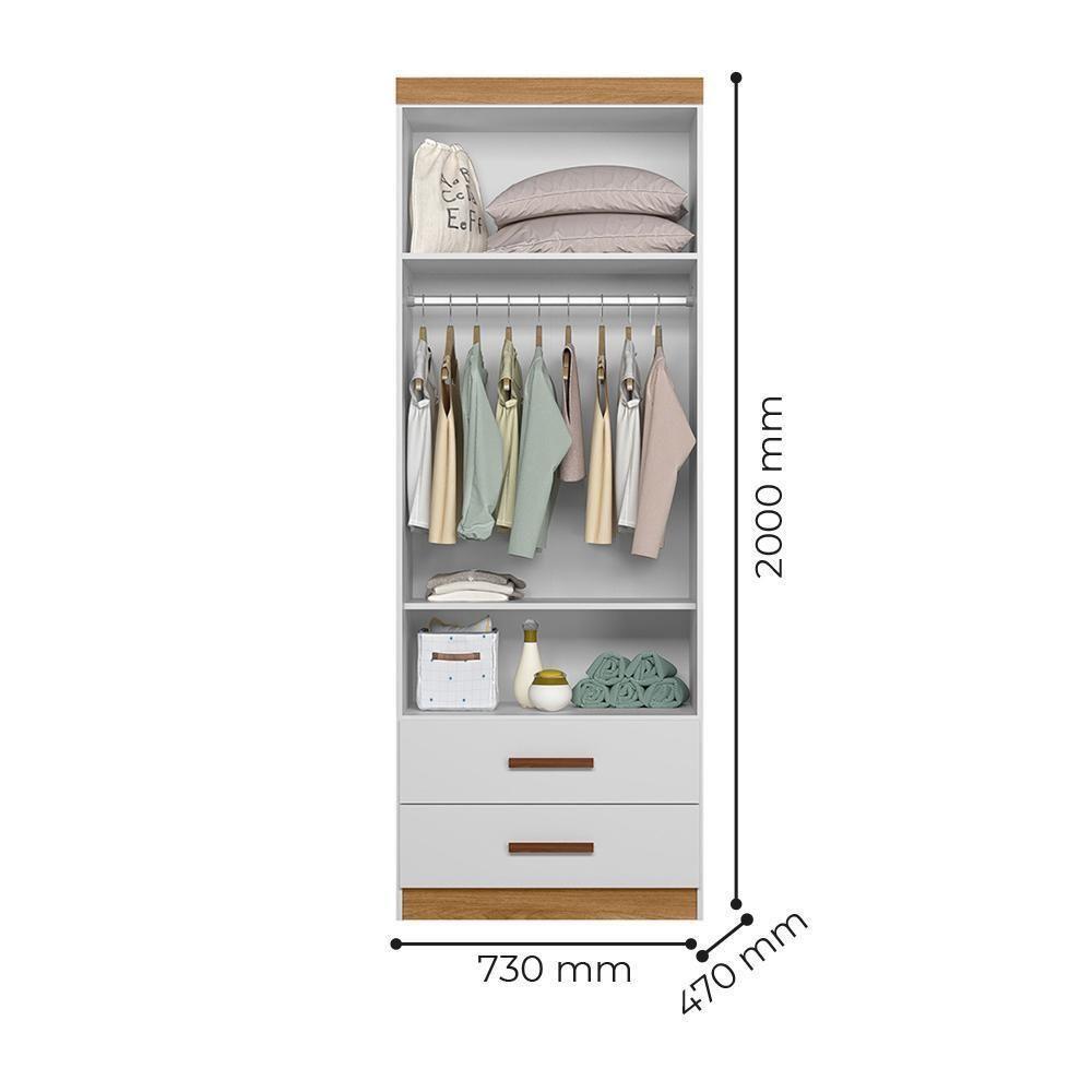 Guarda Roupa Infantil ônix 2 Portas E 2 Gavetas Flex Nature-branco - Peternella Móveis Nature-branco - 5