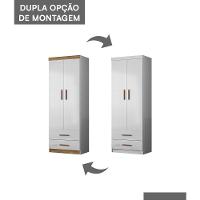 Guarda Roupa Infantil ônix 2 Portas E 2 Gavetas Flex Nature-branco - Peternella Móveis Nature-branco