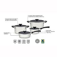 Jogo De Panelas Solar Ceramic Aço Inox Fundo Triplo Rev Interno Cerâmico 4 Peças Tramontina 65120026