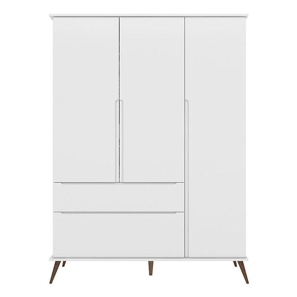 Guarda Roupa Infantil Retrô Alice 3 Portas E 2 Gavetas Branco - Pr Baby Branco - 1