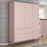 Guarda Roupa Infantil Retrô Melinda 3 Portas E 2 Gavetas Rosê - Phoenix Baby Rosê - 2