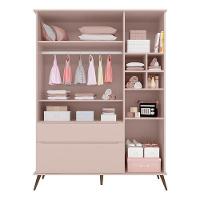 Guarda Roupa Infantil Retrô Melinda 3 Portas E 2 Gavetas Rosê - Phoenix Baby Rosê - 3