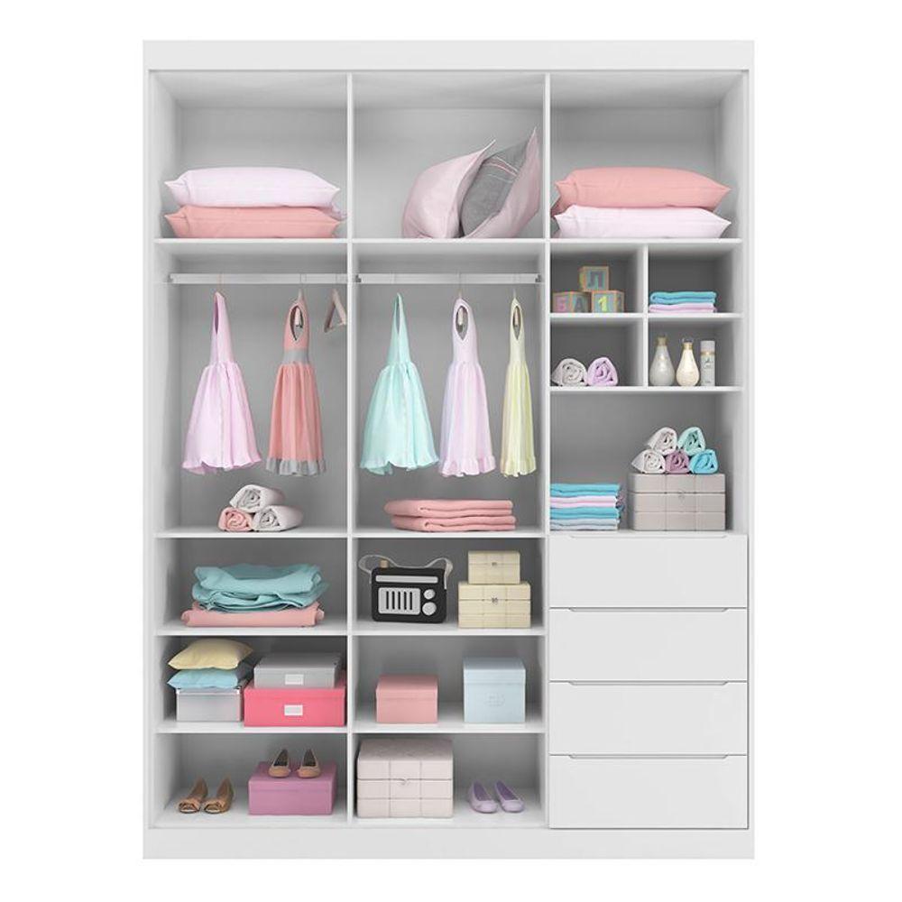 Guarda Roupa Infantil Pietra 3 Portas E 4 Gavetas Branco - Pr Baby Branco - 3