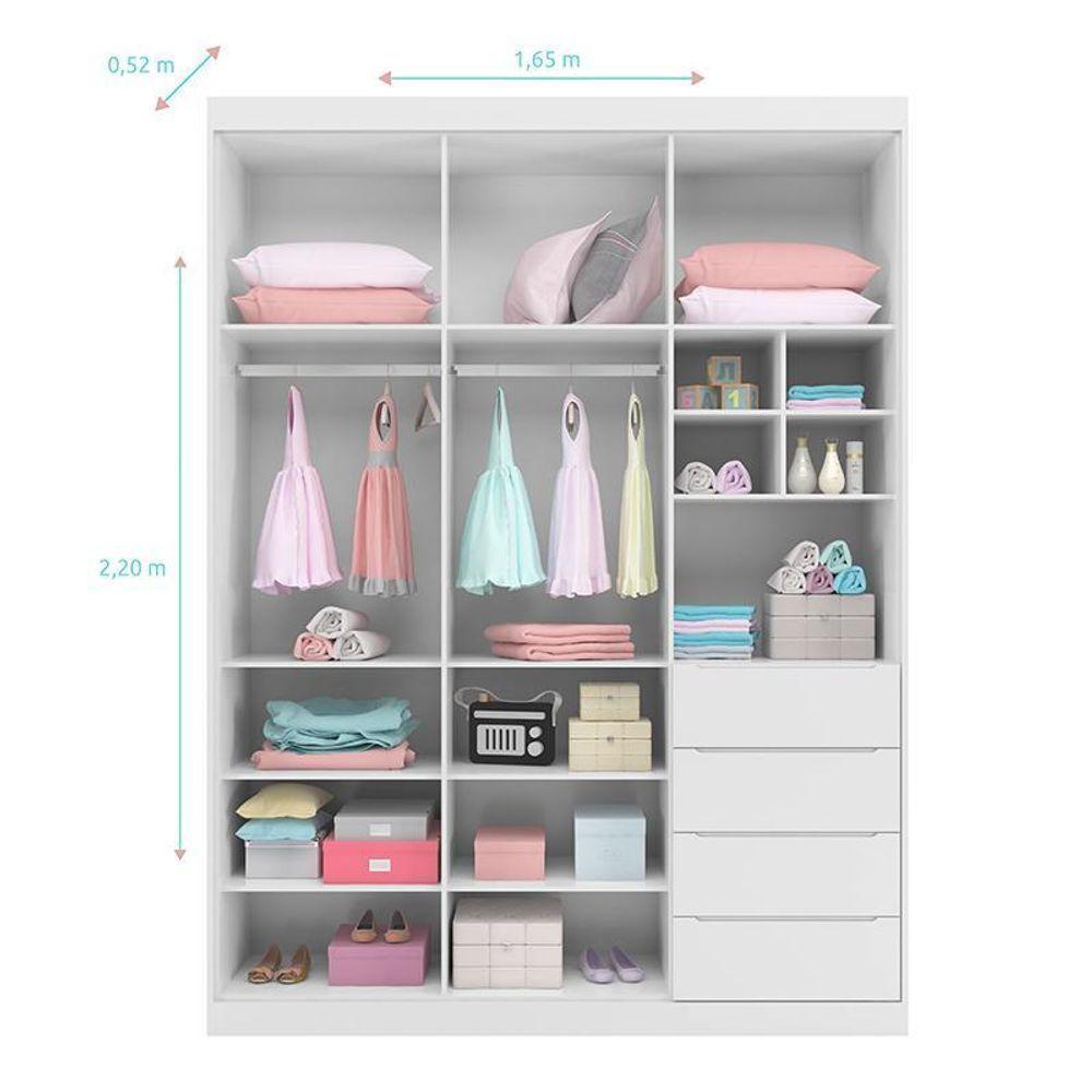 Guarda Roupa Infantil Pietra 3 Portas E 4 Gavetas Branco - Pr Baby Branco - 4