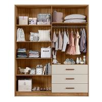 Guarda Roupa Infantil Pérola 4 Portas E 3 Gavetas Nature-off White - Peternella Móveis Nature-off White - 4