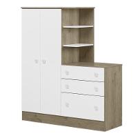 Guarda Roupa Com Cômoda Infantil Doce Sonho 2 Portas E 3 Gavetas Carvalho-branco - Qmovi Carvalho-branco - 1