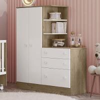 Guarda Roupa Com Cômoda Infantil Doce Sonho 2 Portas E 3 Gavetas Carvalho-branco - Qmovi Carvalho-branco - 2