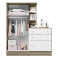 Guarda Roupa Com Cômoda Infantil Doce Sonho 2 Portas E 3 Gavetas Carvalho-branco - Qmovi Carvalho-branco - 3