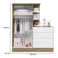 Guarda Roupa Com Cômoda Infantil Doce Sonho 2 Portas E 3 Gavetas Carvalho-branco - Qmovi Carvalho-branco - 4