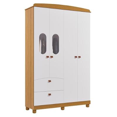 Guarda Roupa Infantil Fofura 4 Portas E 2 Gavetas Nature-branco - Permóbili Baby Nature-branco