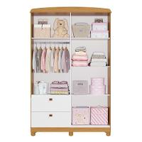 Guarda Roupa Infantil Fofura 4 Portas E 2 Gavetas Nature-branco - Permóbili Baby Nature-branco - 3