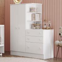 Guarda Roupa Com Cômoda Infantil Doce Sonho 2 Portas E 3 Gavetas Branco - Qmovi Branco - 2