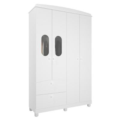 Guarda Roupa Infantil Fofura 4 Portas E 2 Gavetas Branco - Permóbili Baby Branco