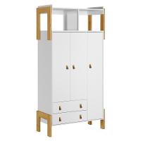 Guarda Roupa Infantil Fantasia 3 Portas E 2 Gavetas Com Nicho Branco Acetinado - Qmovi Branco Acetinado - 1