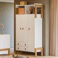 Guarda Roupa Infantil Fantasia 3 Portas E 2 Gavetas Com Nicho Branco Acetinado - Qmovi Branco Acetinado - 2
