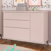 Cômoda Infantil Retrô Melinda 1 Porta E 3 Gavetas Rosê - Phoenix Baby Rosê - 2