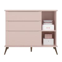 Cômoda Infantil Retrô Melinda 1 Porta E 3 Gavetas Rosê - Phoenix Baby Rosê - 3