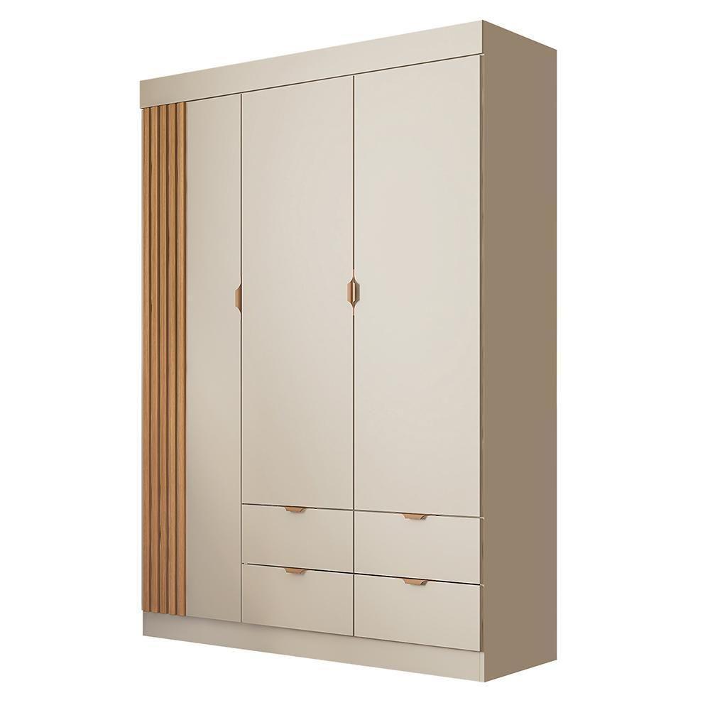 Guarda Roupa Infantil Ayla 3 Portas E 4 Gavetas Off White Acetinado - Phoenix Baby Off White Acetinado - 1