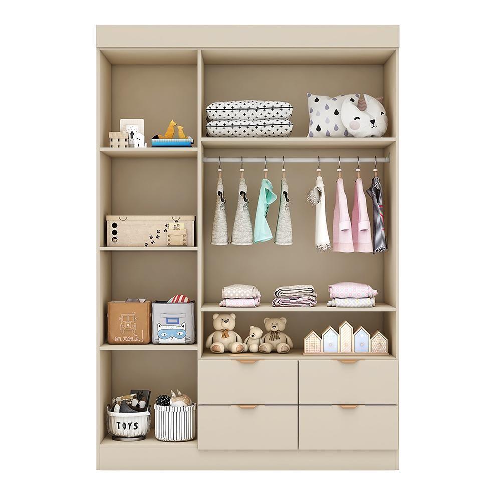 Guarda Roupa Infantil Ayla 3 Portas E 4 Gavetas Off White Acetinado - Phoenix Baby Off White Acetinado - 3