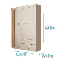 Guarda Roupa Infantil Ayla 3 Portas E 4 Gavetas Off White Acetinado - Phoenix Baby Off White Acetinado - 4