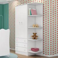 Guarda Roupa Infantil 2 Portas E 3 Gavetas Doce Sonho Branco Com Nicho - Qmovi Branco - 2