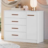 Cômoda Infantil Pérola 1 Porta E 4 Gavetas Branco - Peternella Móveis Branco - 2