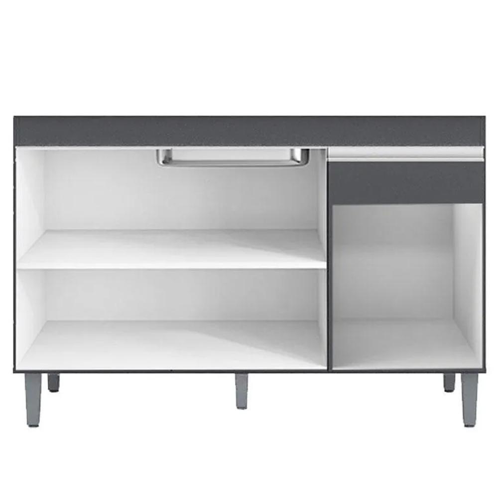 Cozinha Modulada Vanessa Com Balcão Tatiane Cinza Sem Tampo - Ajl Móveis Cinza - 5