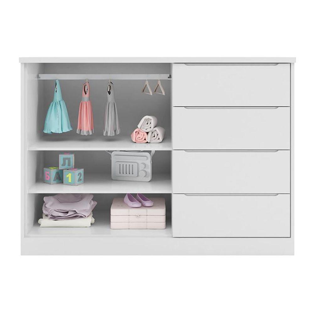 Cômoda Infantil Pietra Com 2 Portas E 4 Gavetas Branco - Pr Baby Branco - 3