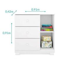 Cômoda Infantil Ane 1 Porta E 3 Gavetas Branco - Phoenix Baby Branco - 3